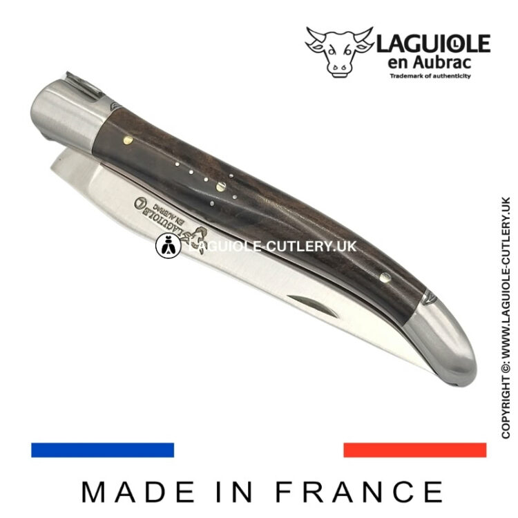 scarlet dream: laguiole pocket knife in laurel burl hand engraved bee and bolsters