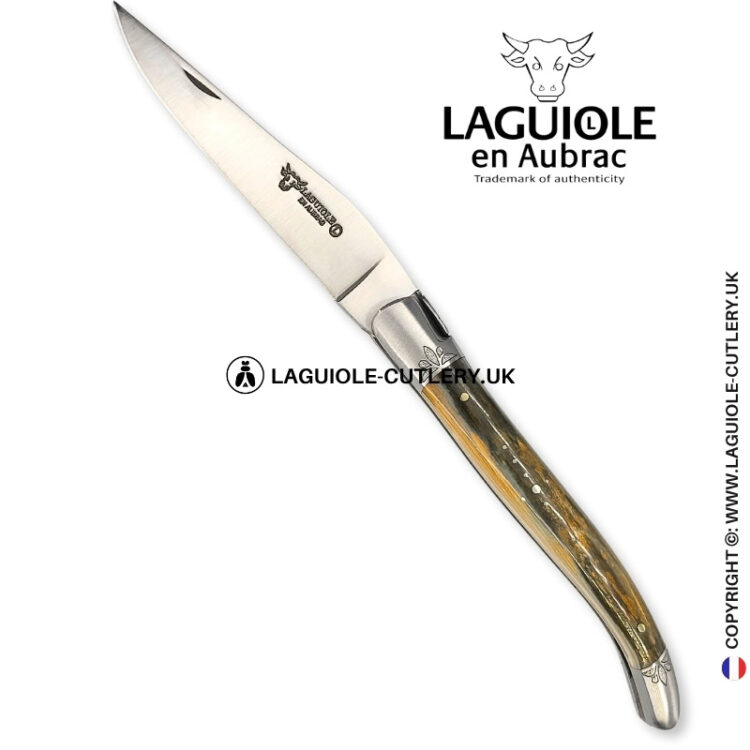 arctic heritage: laguiole knife in green blue fossilized ivory – chiseled bolsters and spring