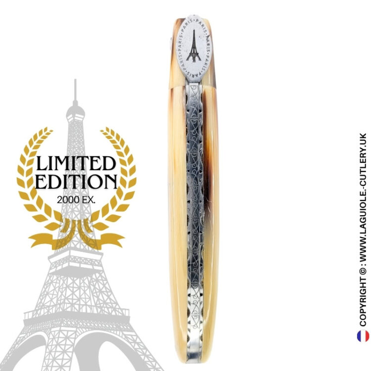 laguiole origine eiffel tower: full handle laguiole knife in zebu horn tip