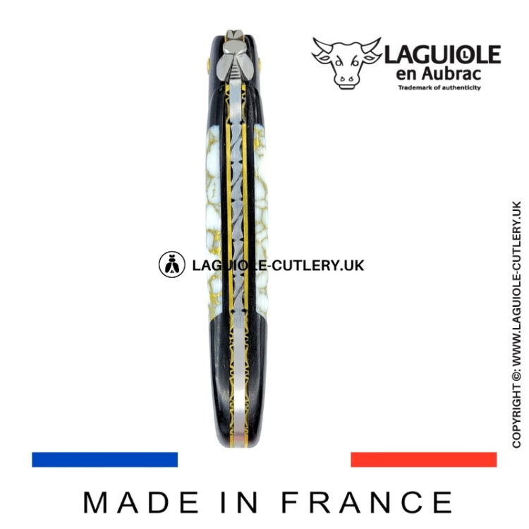 laguiole pocket knife ebony & howlite – nox pretiosa collection