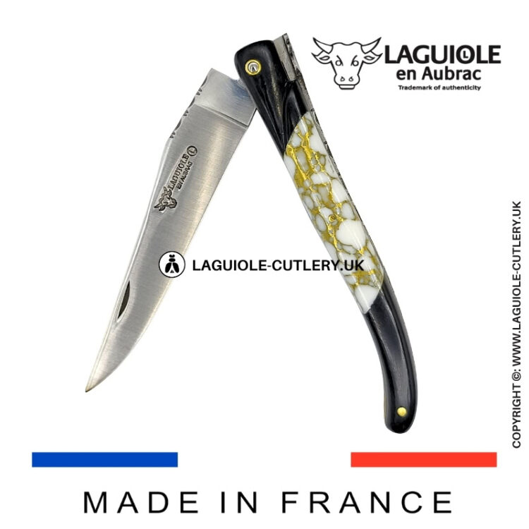 laguiole pocket knife ebony & howlite – nox pretiosa collection