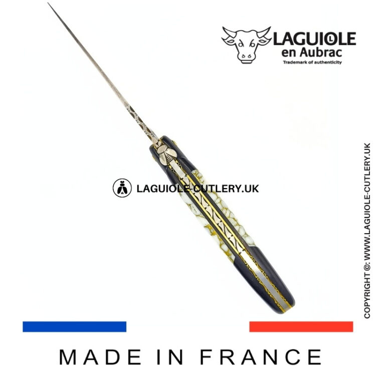 laguiole pocket knife ebony & howlite – nox pretiosa collection