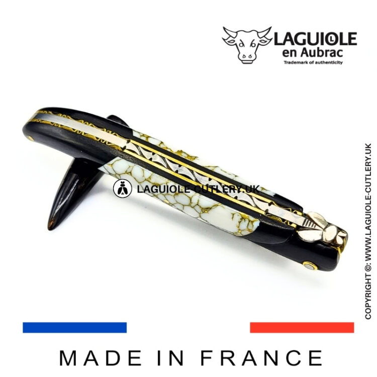 laguiole pocket knife ebony & howlite – nox pretiosa collection