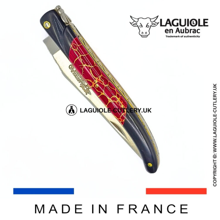 laguiole pocket knife ebony & jasper – nox pretiosa collection