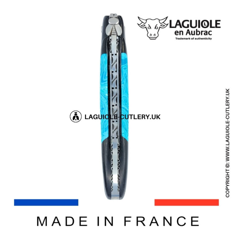 laguiole pocket knife ebony & larimar – nox pretiosa collection