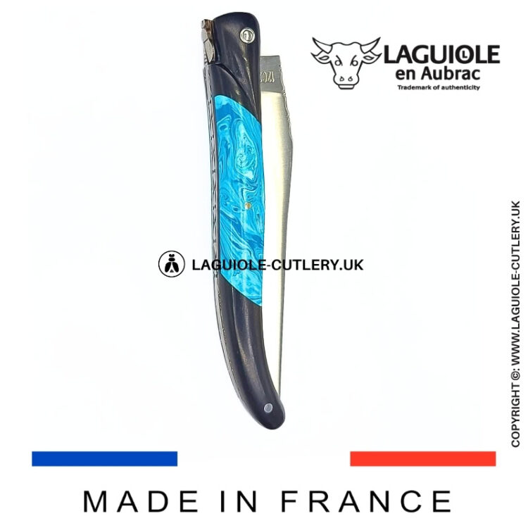 laguiole pocket knife ebony & larimar – nox pretiosa collection