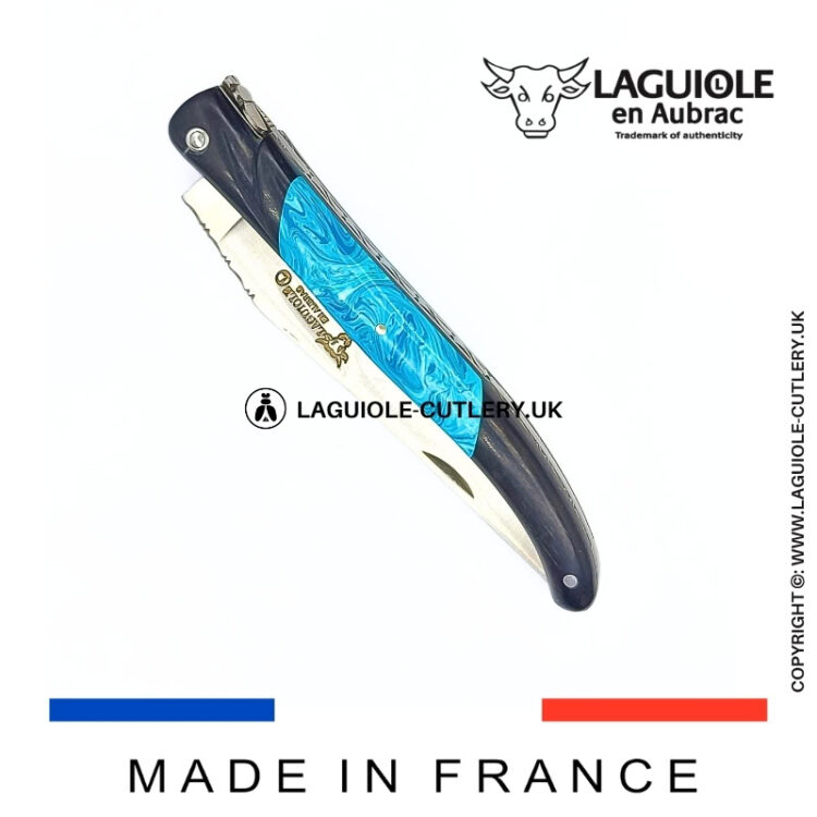 laguiole pocket knife ebony & larimar – nox pretiosa collection
