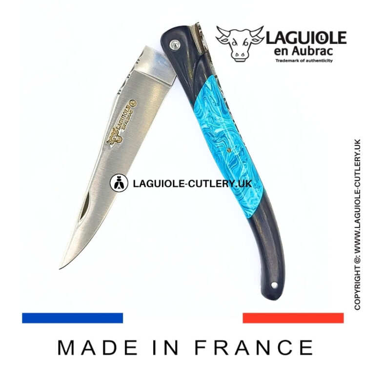 laguiole pocket knife ebony & larimar – nox pretiosa collection