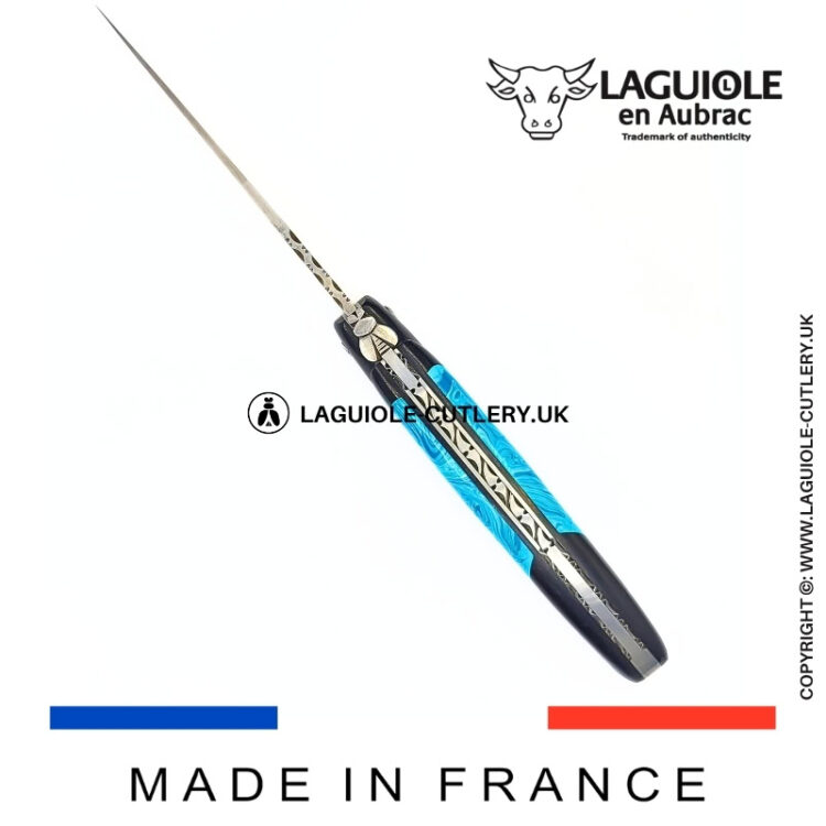 laguiole pocket knife ebony & larimar – nox pretiosa collection