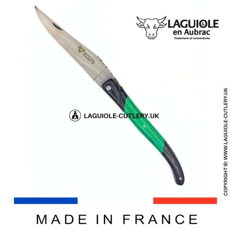 laguiole pocket knife ebony & malachite – nox pretiosa collection