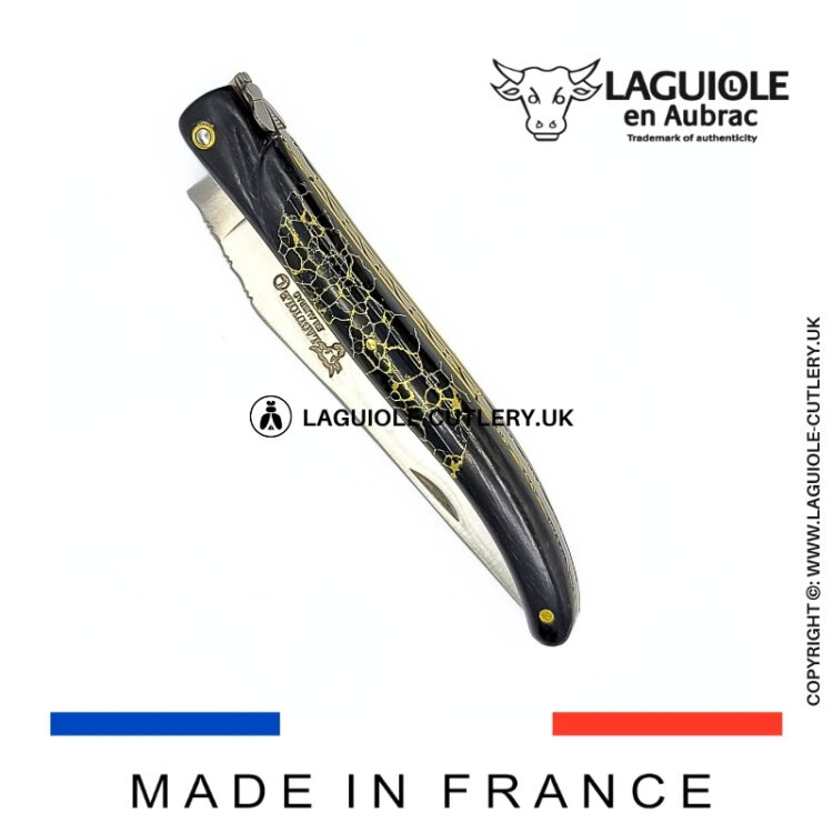 laguiole pocket knife ebony & onyx – nox pretiosa collection
