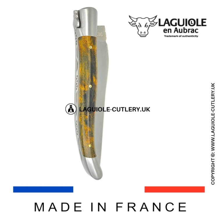 laguiole pocket knife in green cheesewood