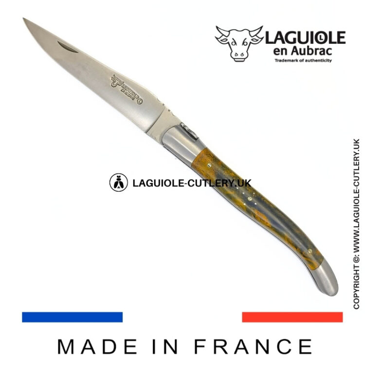 laguiole pocket knife in green cheesewood