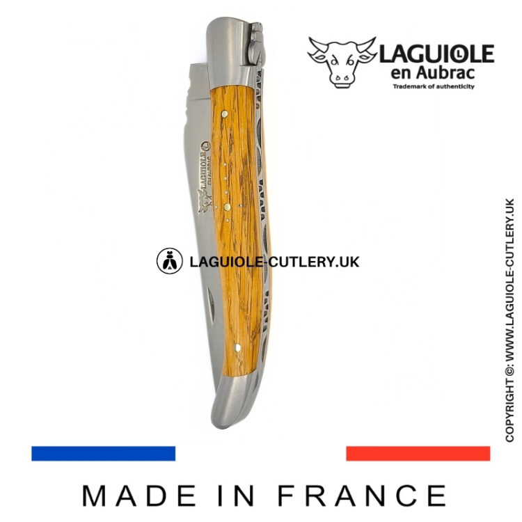 laguiole pocket knife in oak wood