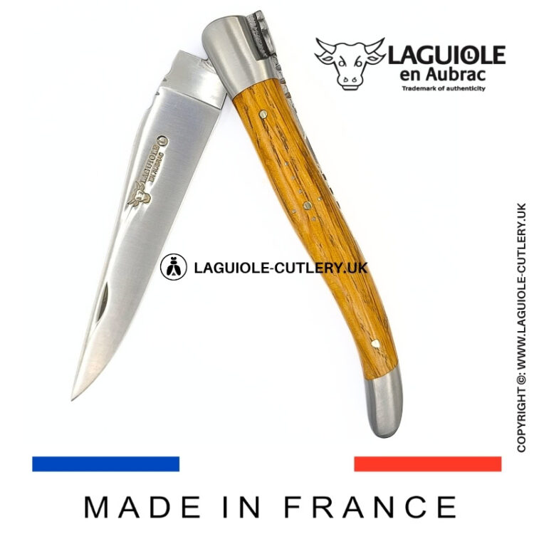 laguiole pocket knife in oak wood
