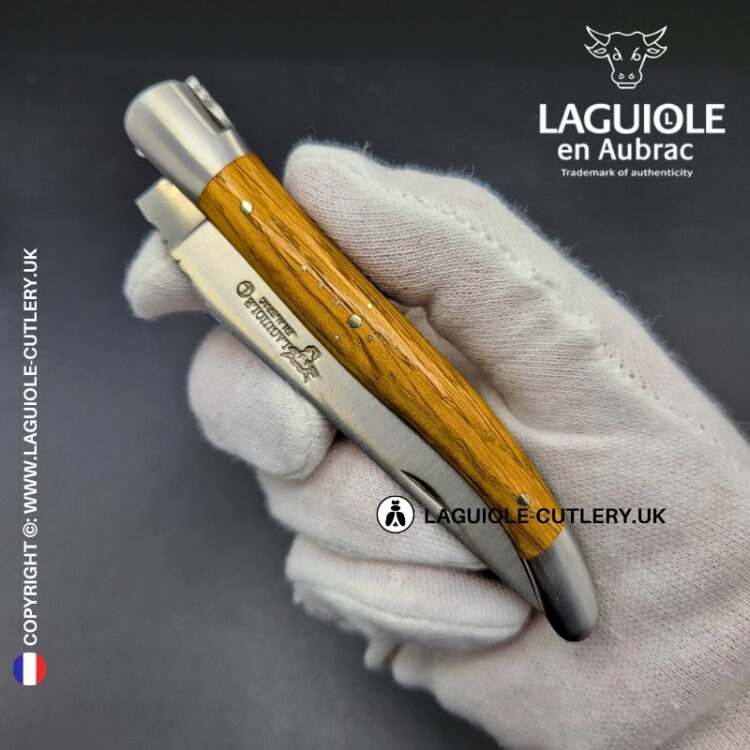 laguiole pocket knife in oak wood