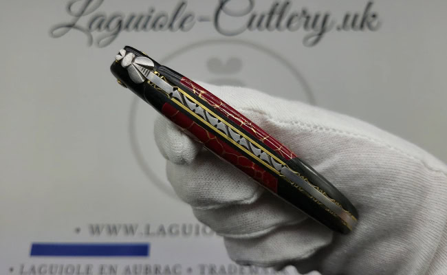 laguiole pocket knife ebony & jasper – nox pretiosa collection